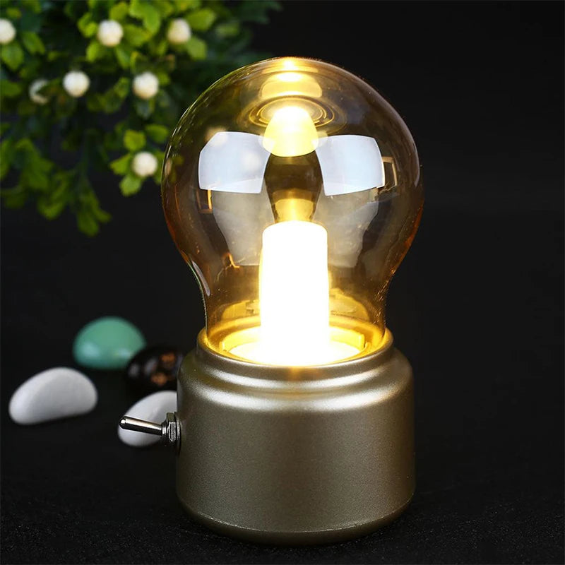 LED Night Light USB Charging Bulb Lamp Desktop Office Light Retro Bulb Shape Night Light For Baby Room Bedroom Corridor Lamp