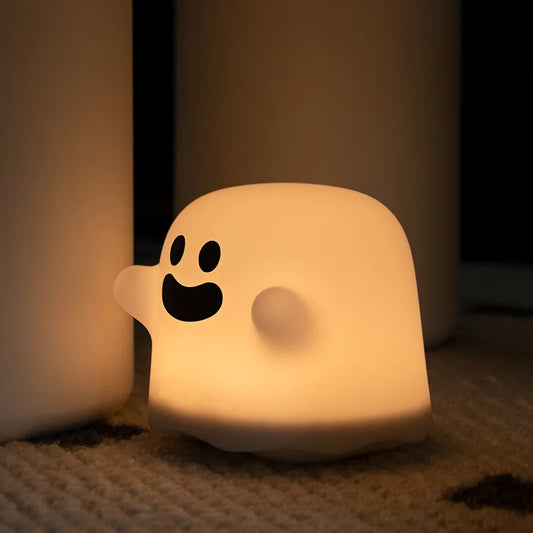 LED Night Lights for Children Bedroom Cute Boo Ghost Silicone Lamp Touch Sensor Dimmable Child Holiday Gift Rechargeable