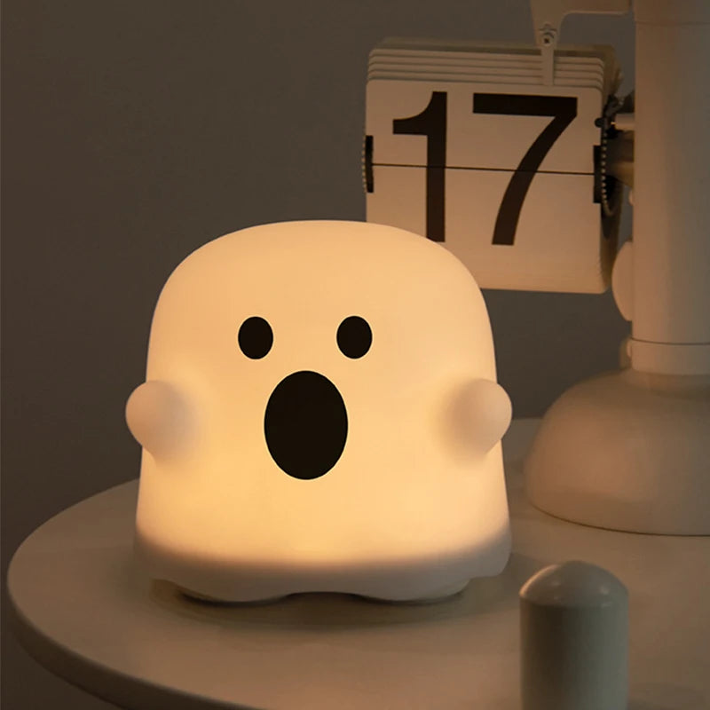 LED Night Lights for Children Bedroom Cute Boo Ghost Silicone Lamp Touch Sensor Dimmable Child Holiday Gift Rechargeable