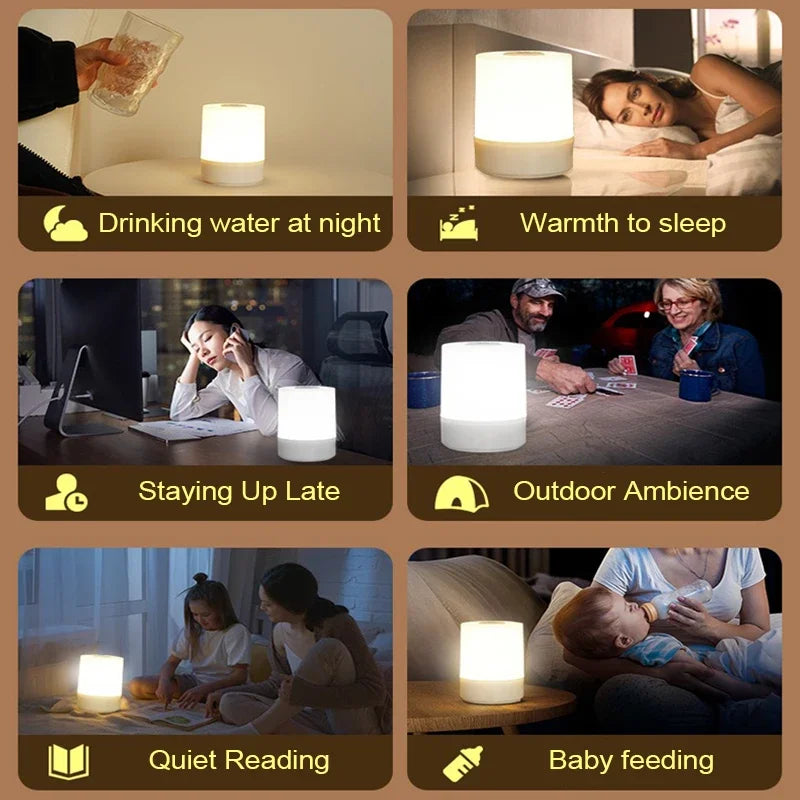 LED Night LightsBedside Dimmable Charging Desktop Night Lamps Bedroom Bedside Lithting Decoration Touch Reading Led Table Lamps