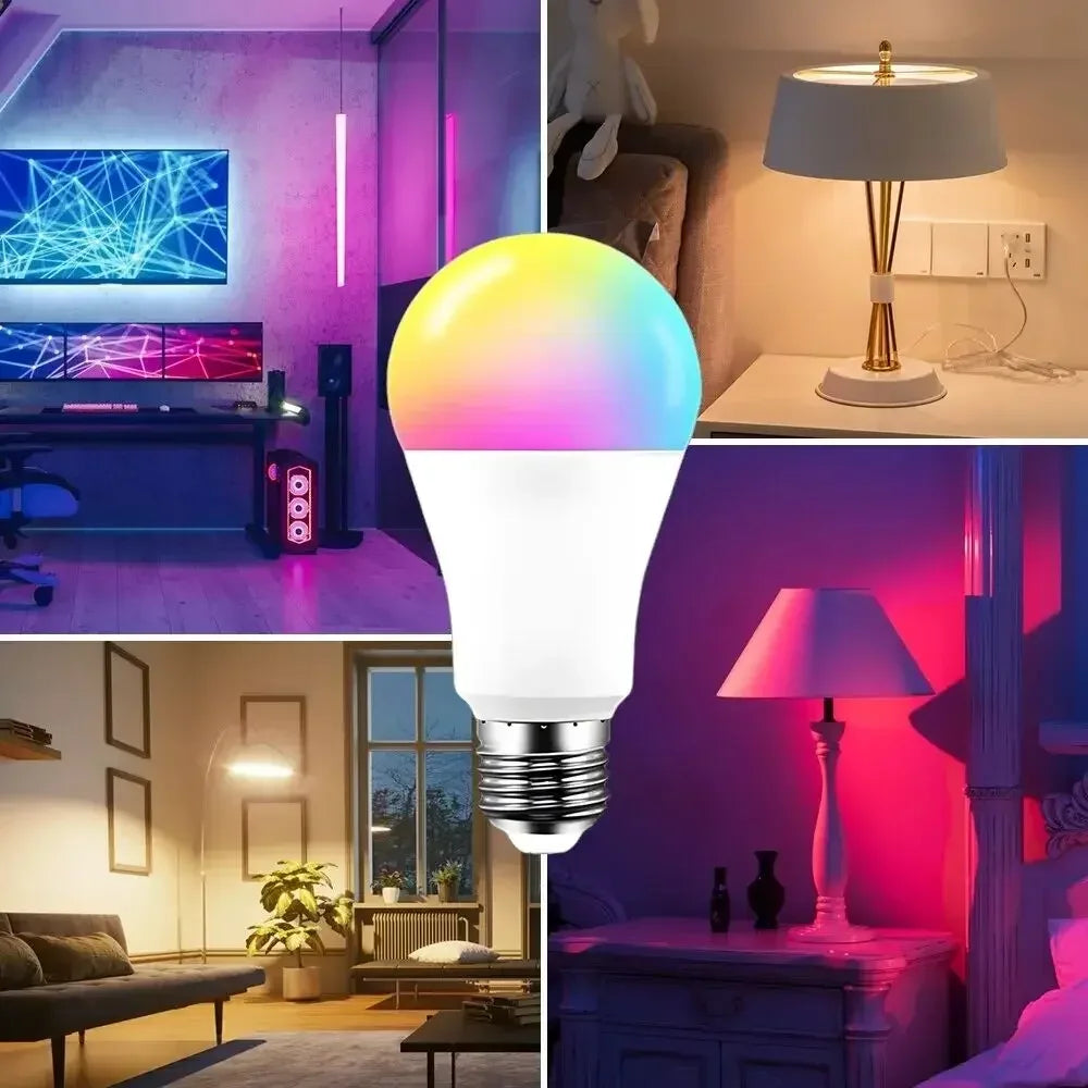 LED Smart Lamp Bulbs E27 Remote Control WiFi Voice Dimming RGBCW For Bedside Bedroom Living Lighting Home Decoration Smart Bulb