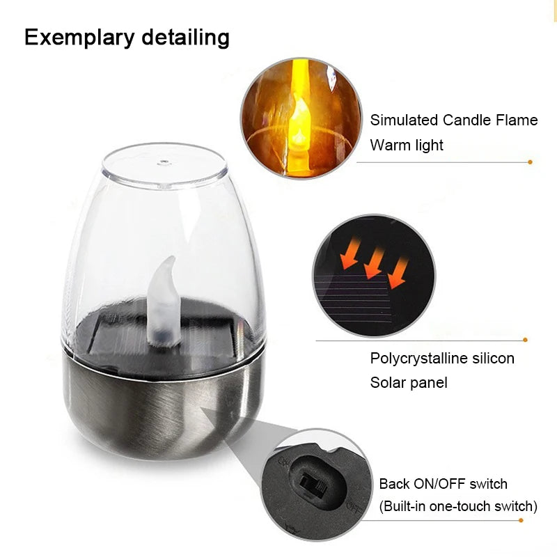 LED Solar Light Waterproof Candles Flameless Outdoor Solar Tea Lights Rechargeable Candles for Party Garden Home Decor