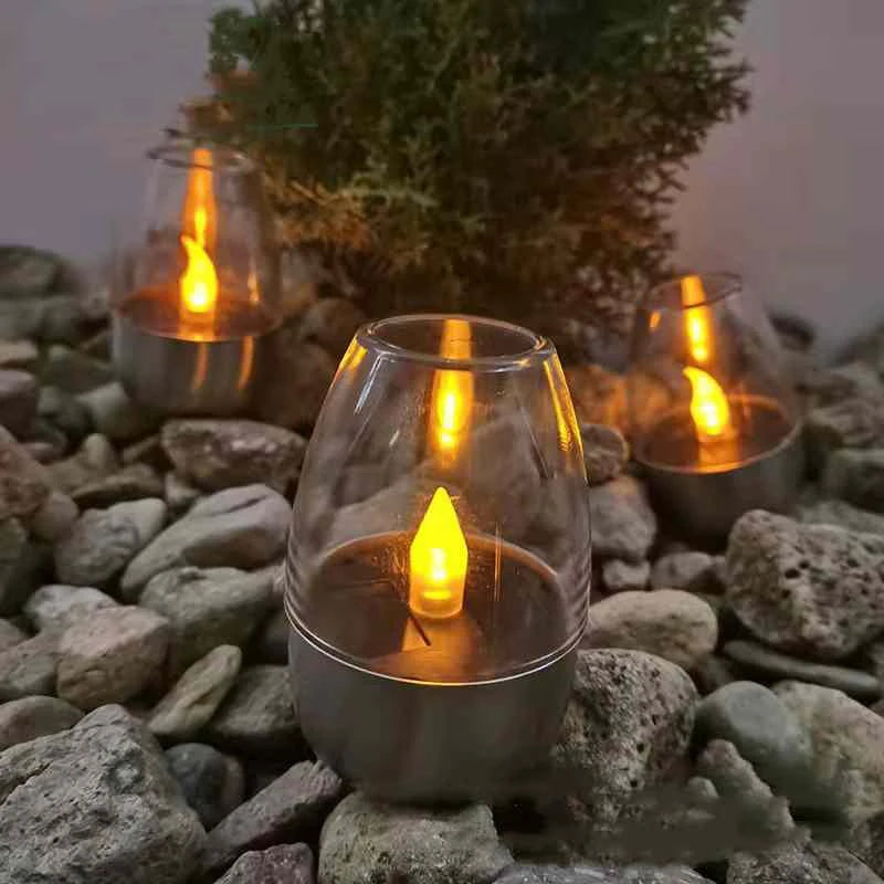 LED Solar Light Waterproof Candles Flameless Outdoor Solar Tea Lights Rechargeable Candles for Party Garden Home Decor