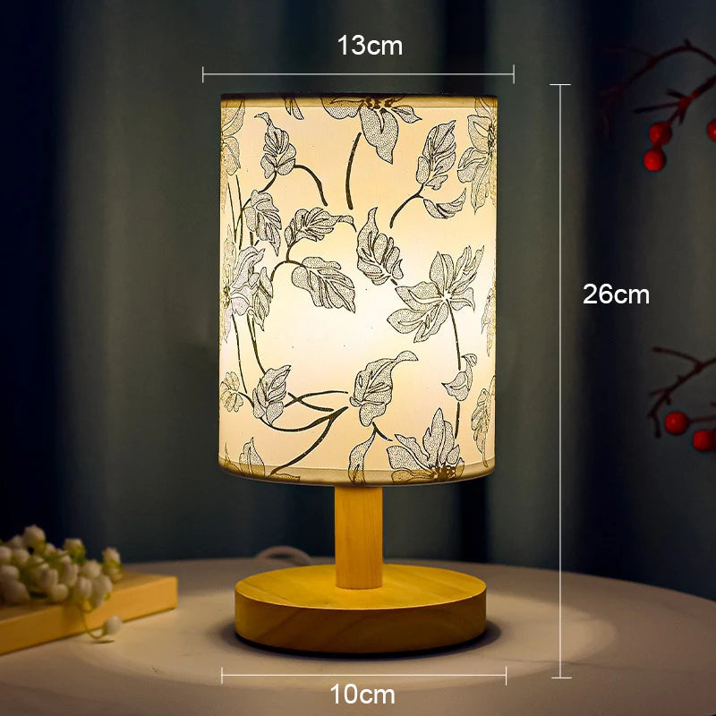 LED Square Decoration Table Lamps Simple Chinese Style Dimmable EU Plug Night Light Fabric Lampshade Bedroom Bedside Lights