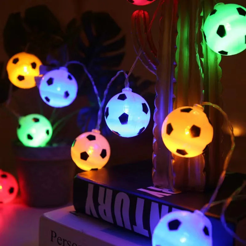 LED String Lights Football Soccer Shaped Fairy Lights LED Hanging Lights for Carnival Parties Decor