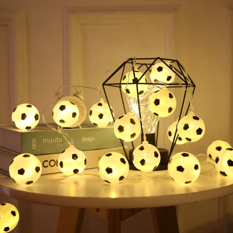 LED String Lights Football Soccer Shaped Fairy Lights LED Hanging Lights for Carnival Parties Decor