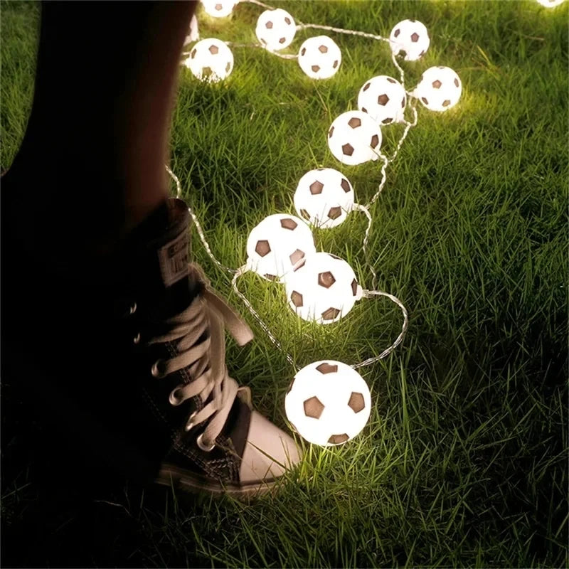 LED String Lights Football Soccer Shaped Fairy Lights LED Hanging Lights for Carnival Parties Decor