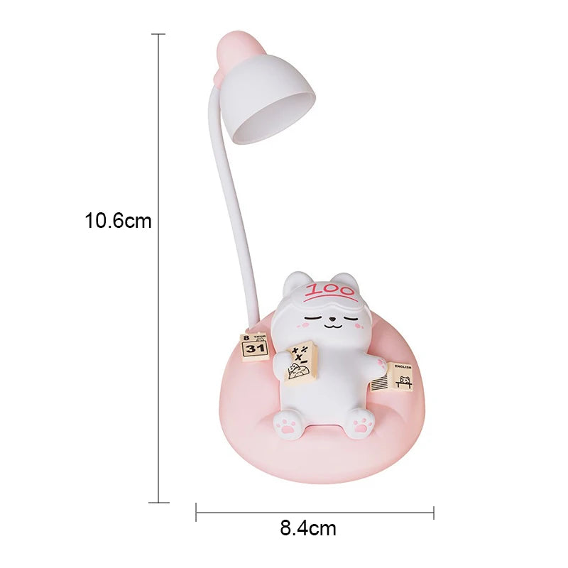 LED Table Night Light Cartoon Cute Pet Animal Bear Pig Cat Dog USB Recharge Battery Child Eye Protection Warm White Desk Lamp