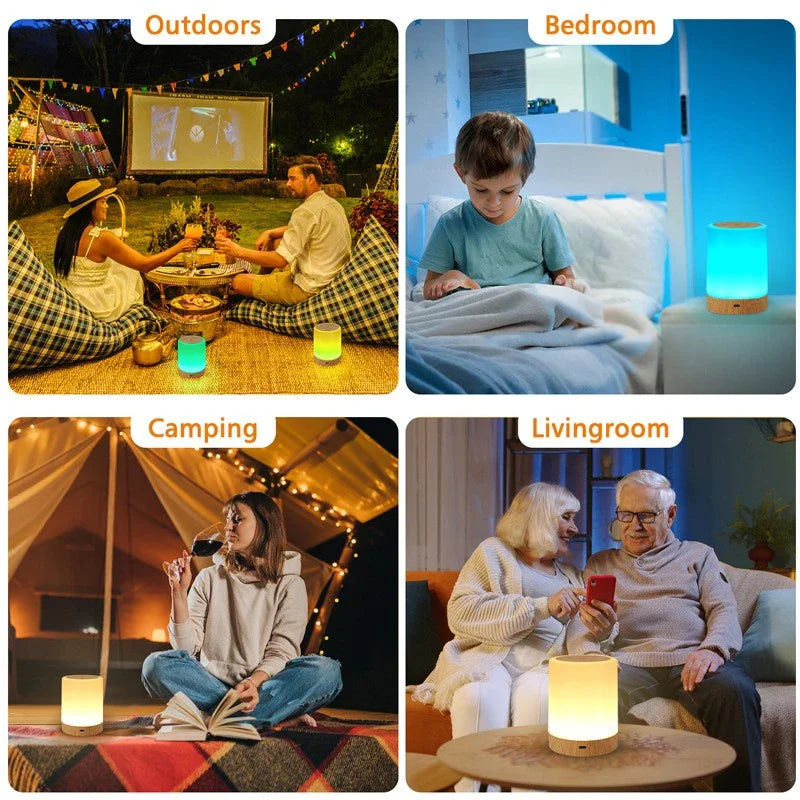 LED Touch Sensor Night Lamp USB Rechargeable Bedroom Bedside RGB Table Lamp Portable Dimmable Atmosphere Decor Light