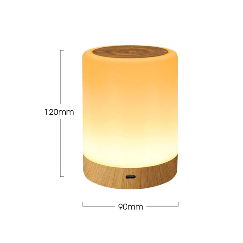 LED Touch Sensor Night Lamp USB Rechargeable Bedroom Bedside RGB Table Lamp Portable Dimmable Atmosphere Decor Light