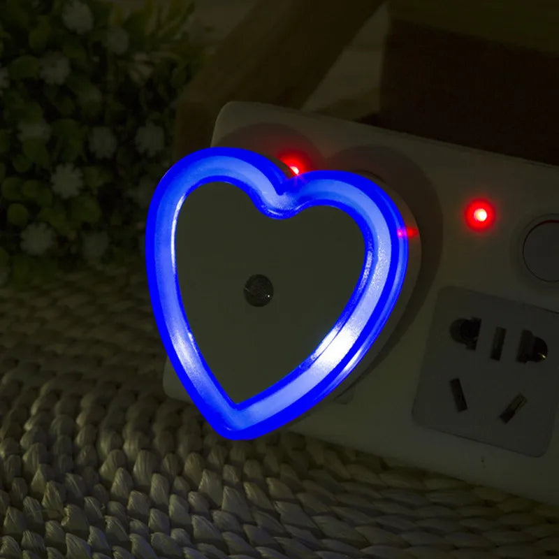 LED night lights wireless light control sensor mini heart-shaped EU US Plug night light living room bedroom bedside lamp