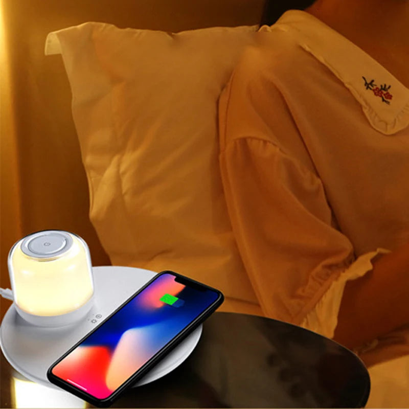 Led Light with Wireless Charger For iPhone Samsung Huawei Smartphone Wireless Charger Table Lamp Wireless Charging Pad