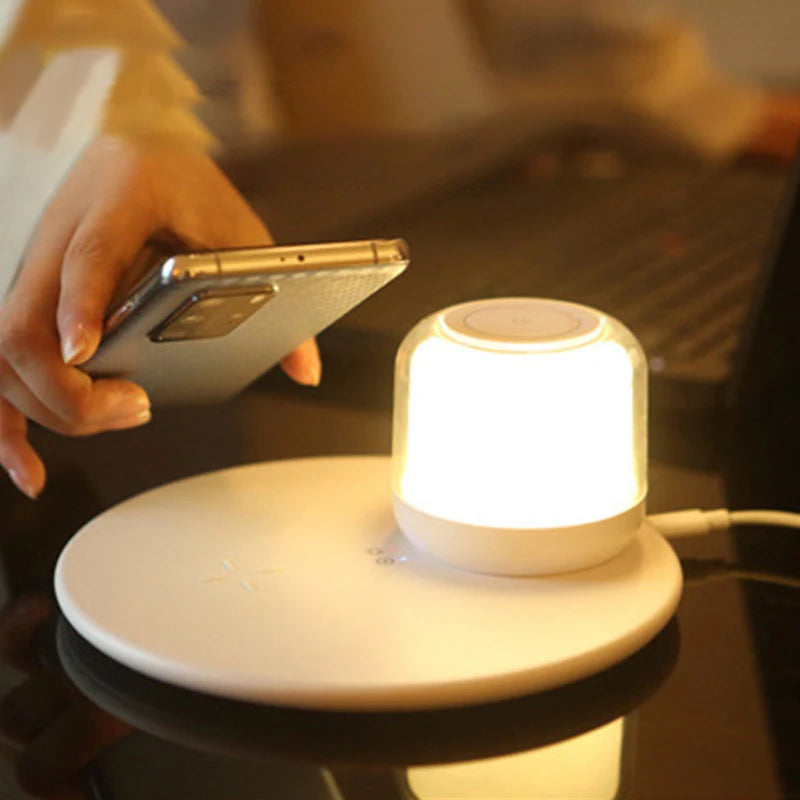 Led Light with Wireless Charger For iPhone Samsung Huawei Smartphone Wireless Charger Table Lamp Wireless Charging Pad