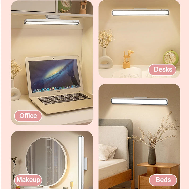 Night Light LED USB Rechargeable Lamp Hanging Magnetic Desk Lamp Stepless Dimming Cabinet Closet Wardrobe Table Lamp