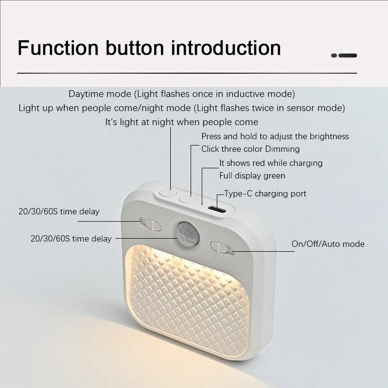 Night Light Motion Sensor With LED Light Rechargeable Lamps Children'S Night Light Wireless Night Lamp For Bedside Table Bedroom