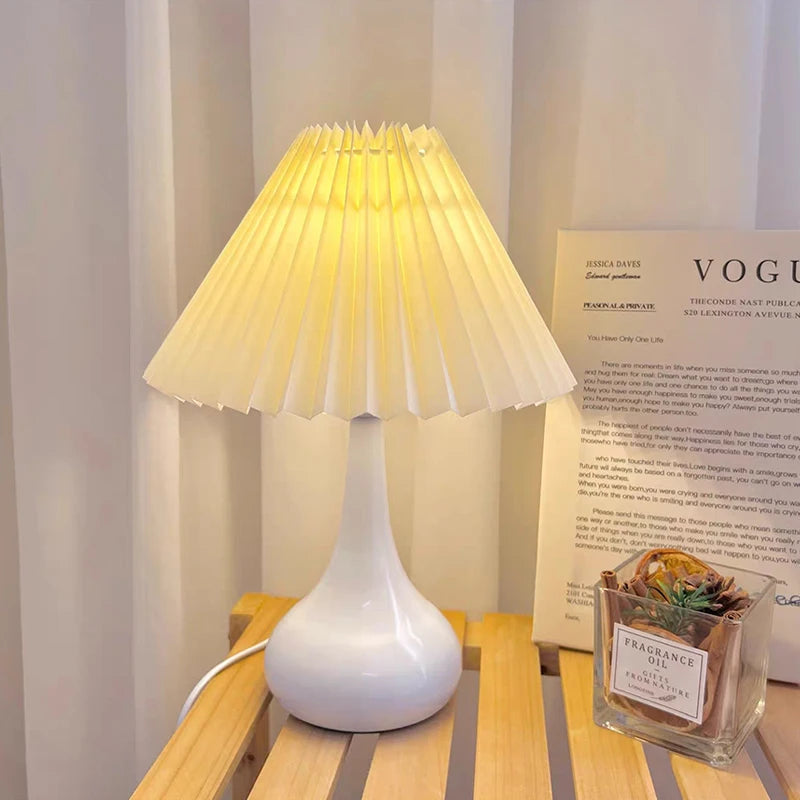 Nordic Pleated Table Lamp DIY Foldable 5V USB 220V Art Atmosphere Bedroom Bedside Night Light Home Decorate