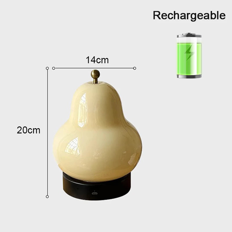 Pear Shaped Glass Table Lamp 3 Lighting Modes Suitable for Bedside Bedroom Study Living Room Decorative Night Light Home Decor