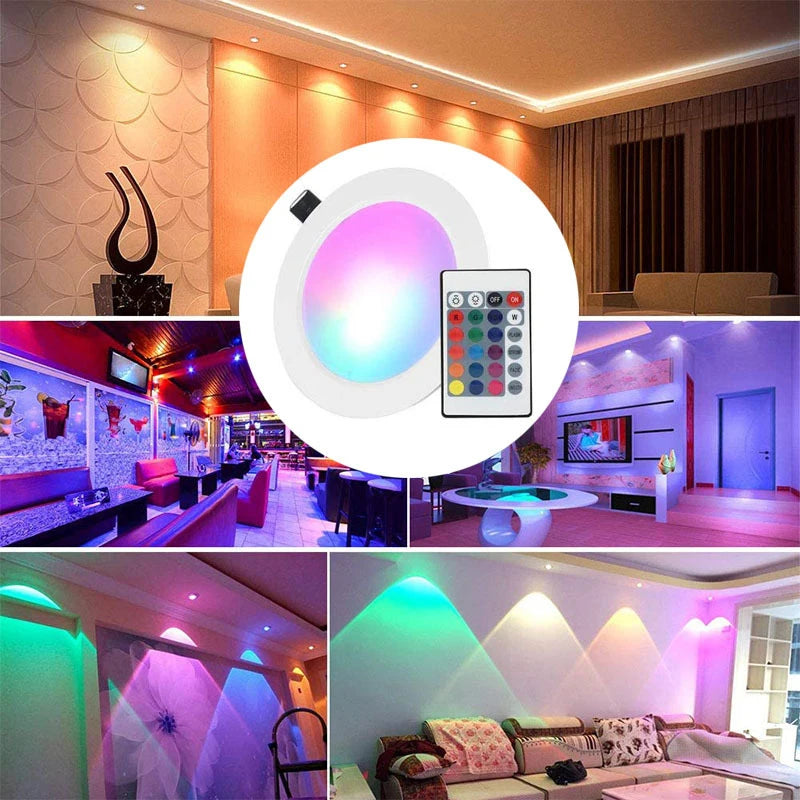 RGB LED Downlight AC 10W/15W Ceiling Light AC 110V 220V Dimmable Downlight Recessed Led Spot Lamp With IR Remote Control Lamp