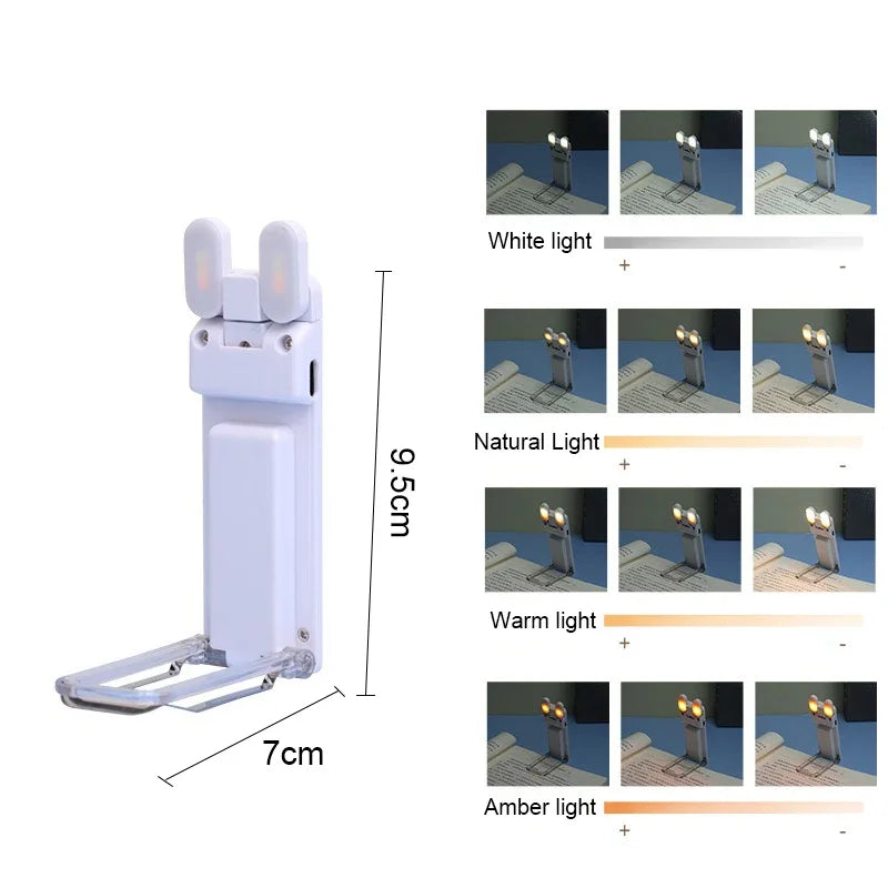 Reading USB Book Lights Portable Book Clip Night Lights Led Charging Dimmable Bedroom Eye Protect Clip 360° Flip Led Book Lamps