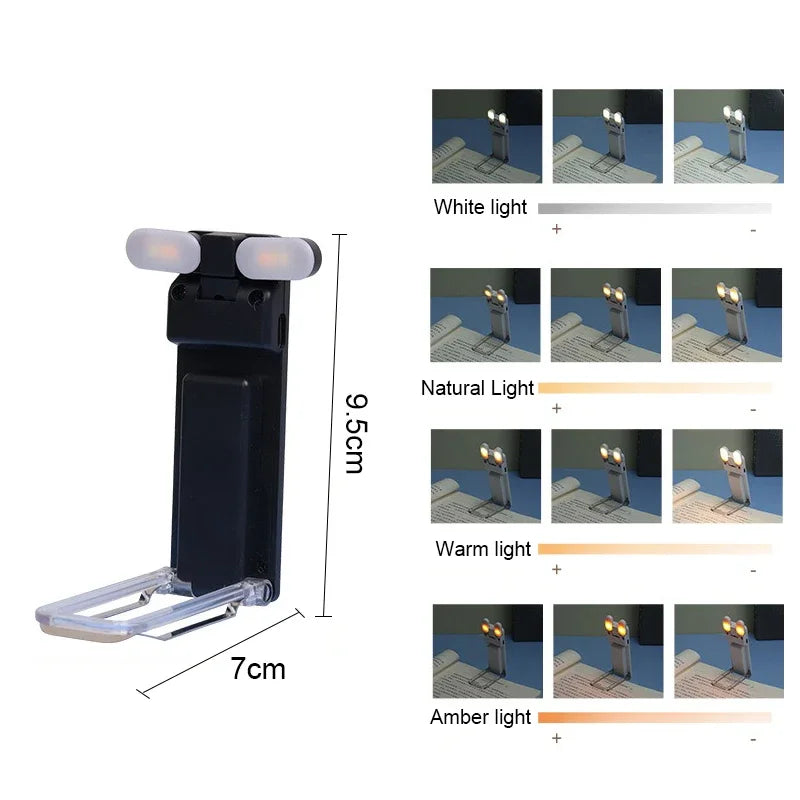 Reading USB Book Lights Portable Book Clip Night Lights Led Charging Dimmable Bedroom Eye Protect Clip 360° Flip Led Book Lamps