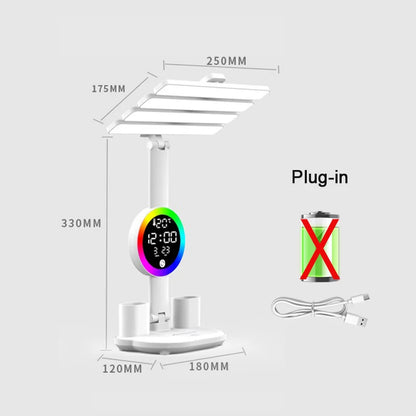 Rechargeable Table Lamp for Study, Desk Lamp Reading Light Led Table Light with Fan, Led Clock Dispaly Reading Lamp