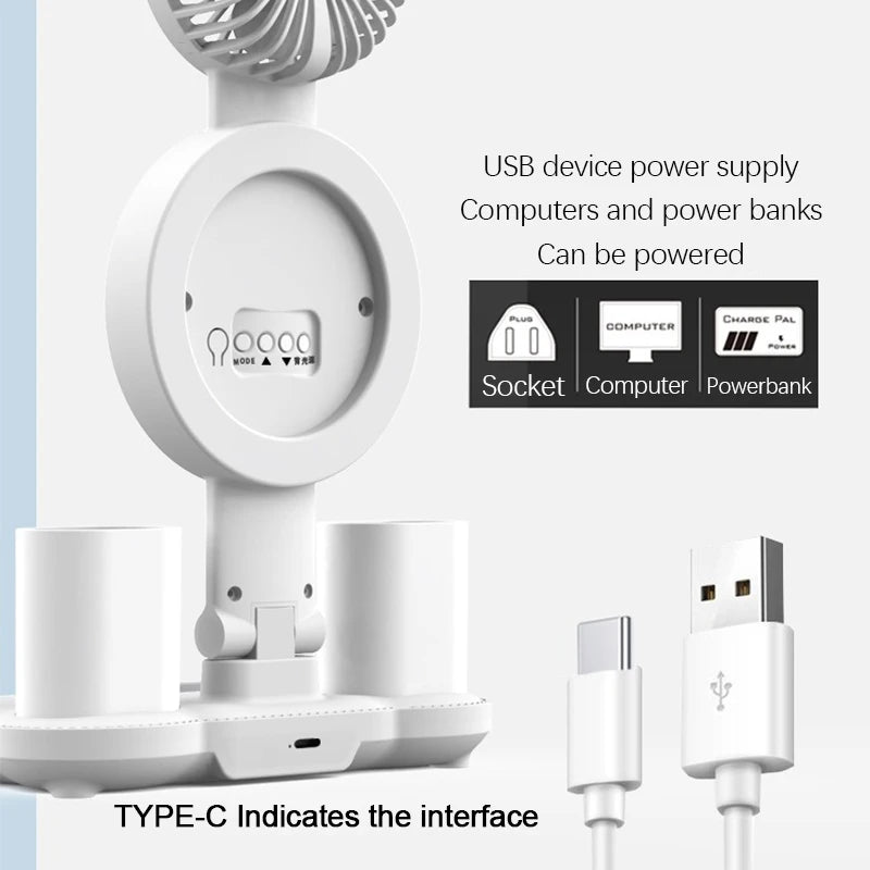 Rechargeable Table Lamp for Study, Desk Lamp Reading Light Led Table Light with Fan, Led Clock Dispaly Reading Lamp