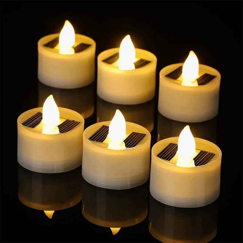 Solar Tea Light Led Candles Flameless Outdoor Waterproof Solar Tea Lights Rechargeable Candles for Party Garden Home Decor