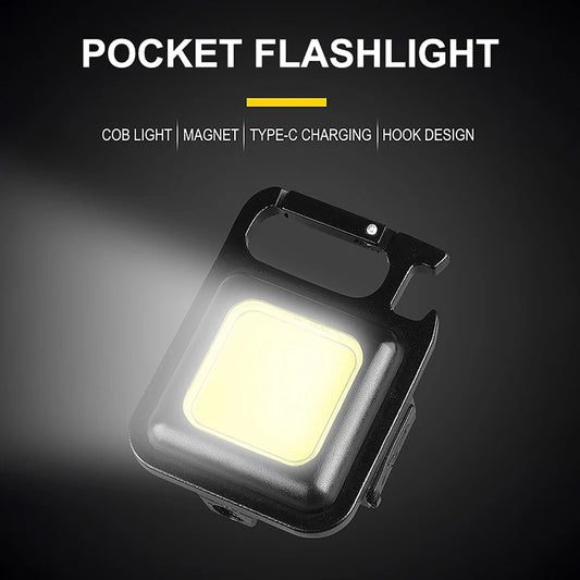 Super Bright MINI COB Keychain Flashlight Charging Lamp Camping Lights with Magnet 4 Lighting Modes for Camping Home