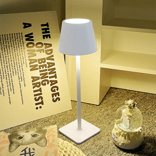 Table Lamp Dimmable Wireless Rechargeable Desk Lamp Bedroom Night Bedside Light for Bar Coffee Hotel Restaurant House Decoration