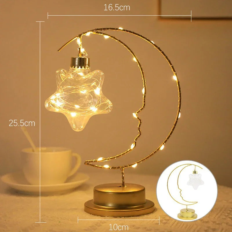 Table Lamp LED Bedroom Decoration Lamp Battery/USB Powered Moon Star Bedside Lighting Fixture For Desktop Night Lights