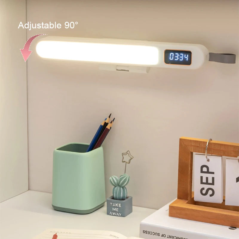 Table Lamp LED Desk Lamp With Clock Magnetic Light Multi Functional Night Light Rotatable Timing Lamp For Bedroom Table Reading