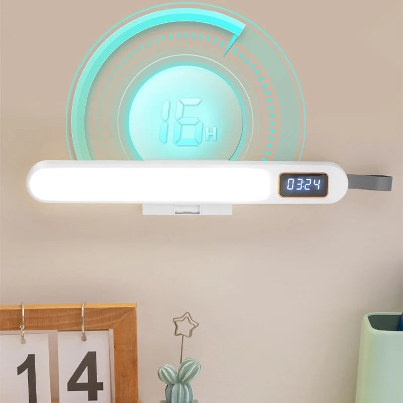 Table Lamp LED Desk Lamp With Clock Magnetic Light Multi Functional Night Light Rotatable Timing Lamp For Bedroom Table Reading