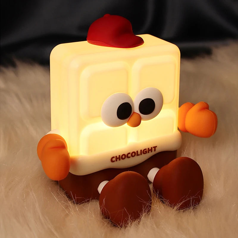 USB Charging Silicone Birthday Cake Chocolate Night Light Bedside Cartoon Cute Children's Night Light Bedroom Creative Home Gift