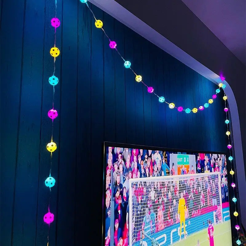 USB LED String Lights Football Soccer Shaped Fairy Lights LED Hanging Lights for Carnival Parties Decor