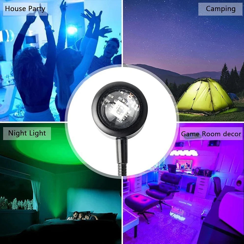 USB Sunset Lamp Led Projector Night Light Rainbow Atmosphere Lights For Bedroom Decoration Photography Lighting Home Decor Light