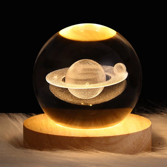 Unique Glowing Planetary GalaxyAstronaut Crystal Ball Night Lights USB Power Warm Bedside Light Christmas Kid Gift Night Lamp