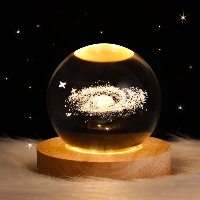 Unique Glowing Planetary GalaxyAstronaut Crystal Ball Night Lights USB Power Warm Bedside Light Christmas Kid Gift Night Lamp