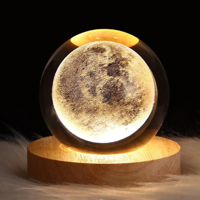 Unique Glowing Planetary GalaxyAstronaut Crystal Ball Night Lights USB Power Warm Bedside Light Christmas Kid Gift Night Lamp