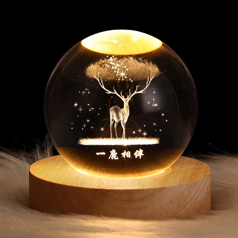 Unique Glowing Planetary GalaxyAstronaut Crystal Ball Night Lights USB Power Warm Bedside Light Christmas Kid Gift Night Lamp