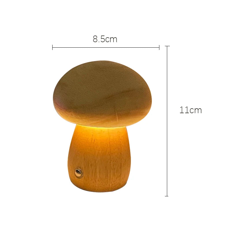 Wooden Mushrooms Night Light Touch Switch Bedroom Bedside Table Lamp Walnut Beech Wood Warm Dimmable Desk Light USB Chargeable